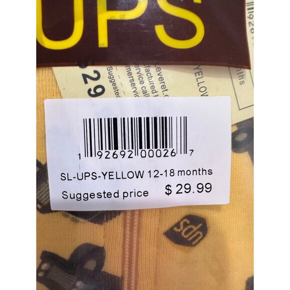 UPS New Yellow Infant Footed Sleeper Pajamas 12-18 Months Cotton Blend - Picture 5 of 7